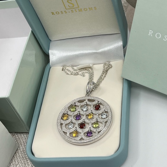 Ross-Simons Sterling Silver Multi-Gemstone Necklace – Vintage Statement Piece - Picture 10 of 17